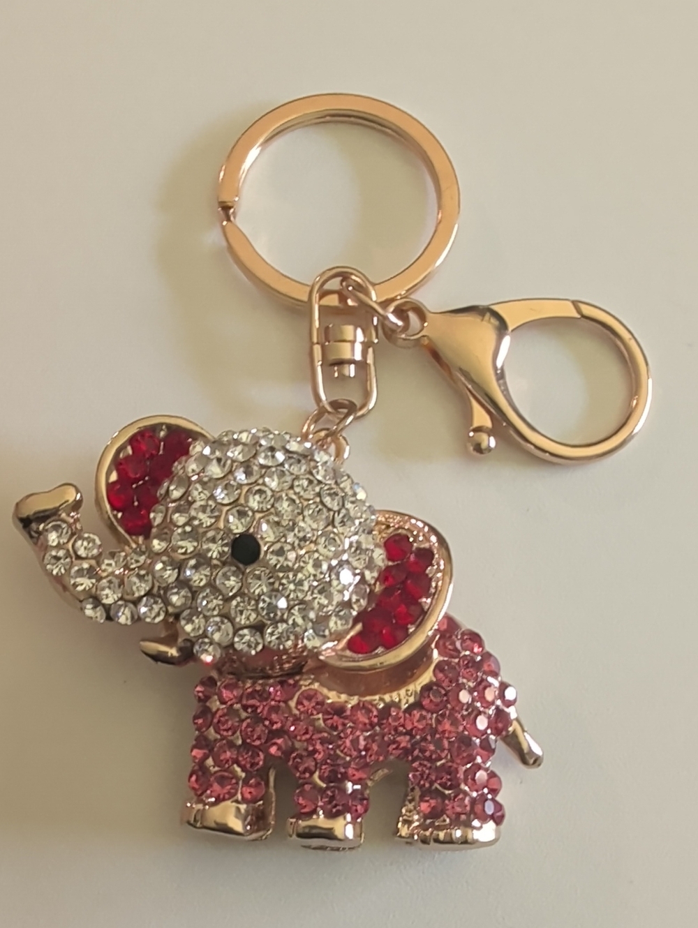 Crystal Elephant Keychain Bag Charm - Pink & Gold